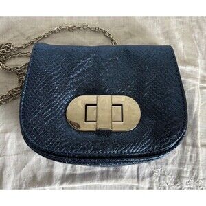 Sondra Roberts metallic blue snakeskin-embossed crossbody bag